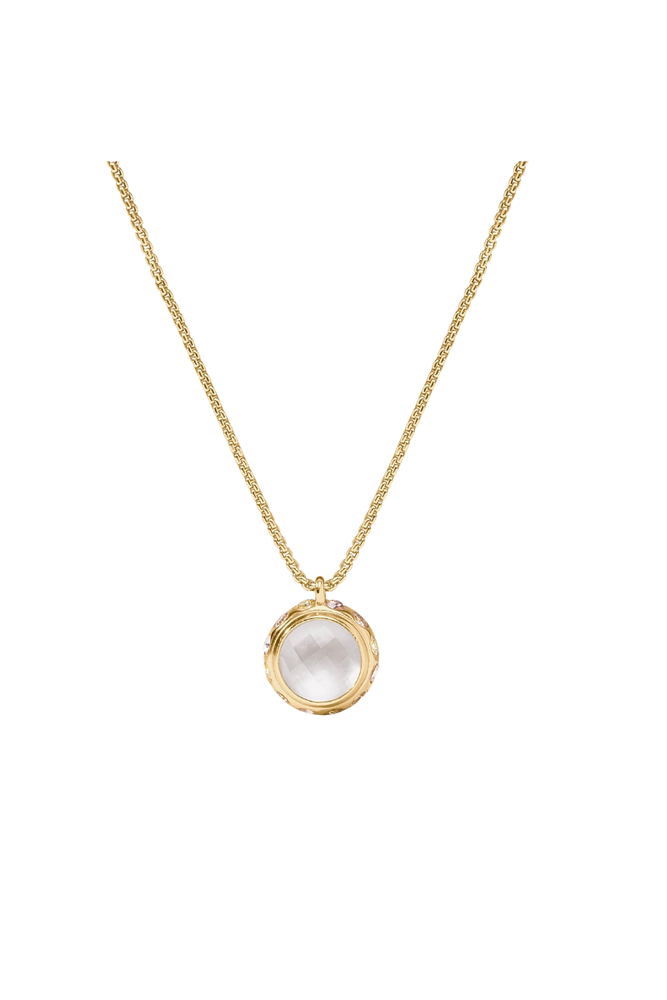 Rainbow Delicate Charm Necklace - Iridescent Clear Crystal - OS