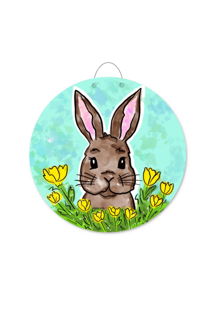 Bunny in Yellow Flowers Door Hanger