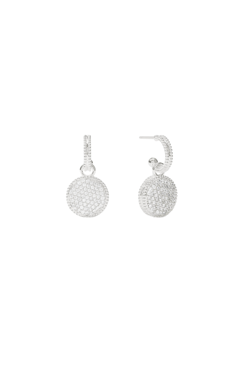 Fleur-de-Lis Hoop & Charm Earring - Pave Cubic Zirconia