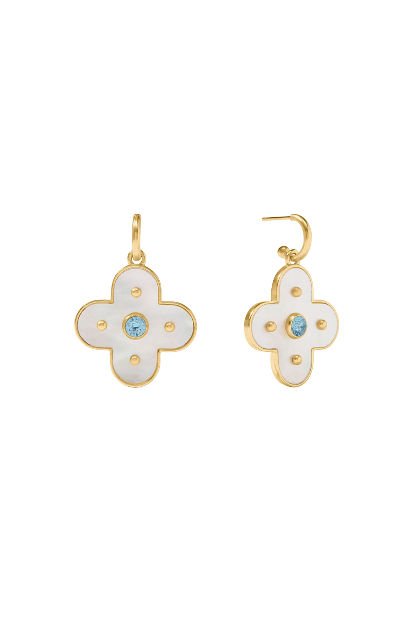 Colette Statement Hoop & Charm Earring - Chalcedony Blue