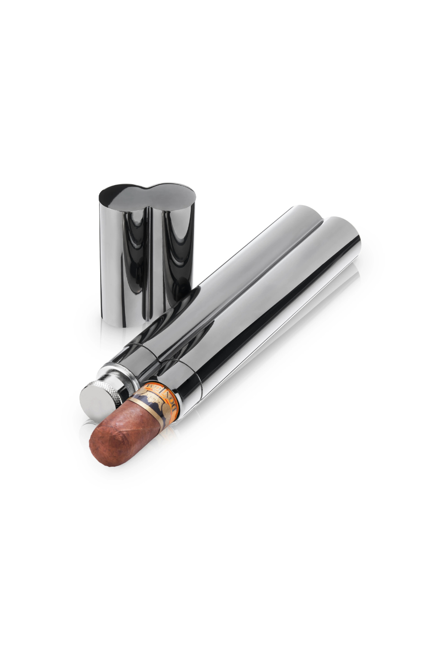 Gunmetal Cigar Holder and Flask