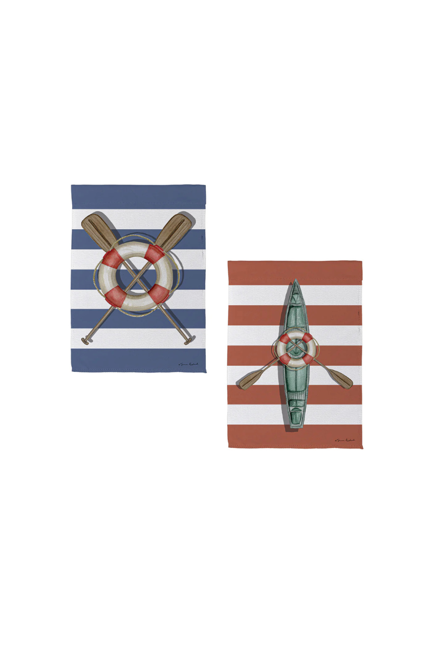 Oars & Canoe Front Back Suede Garden Flag