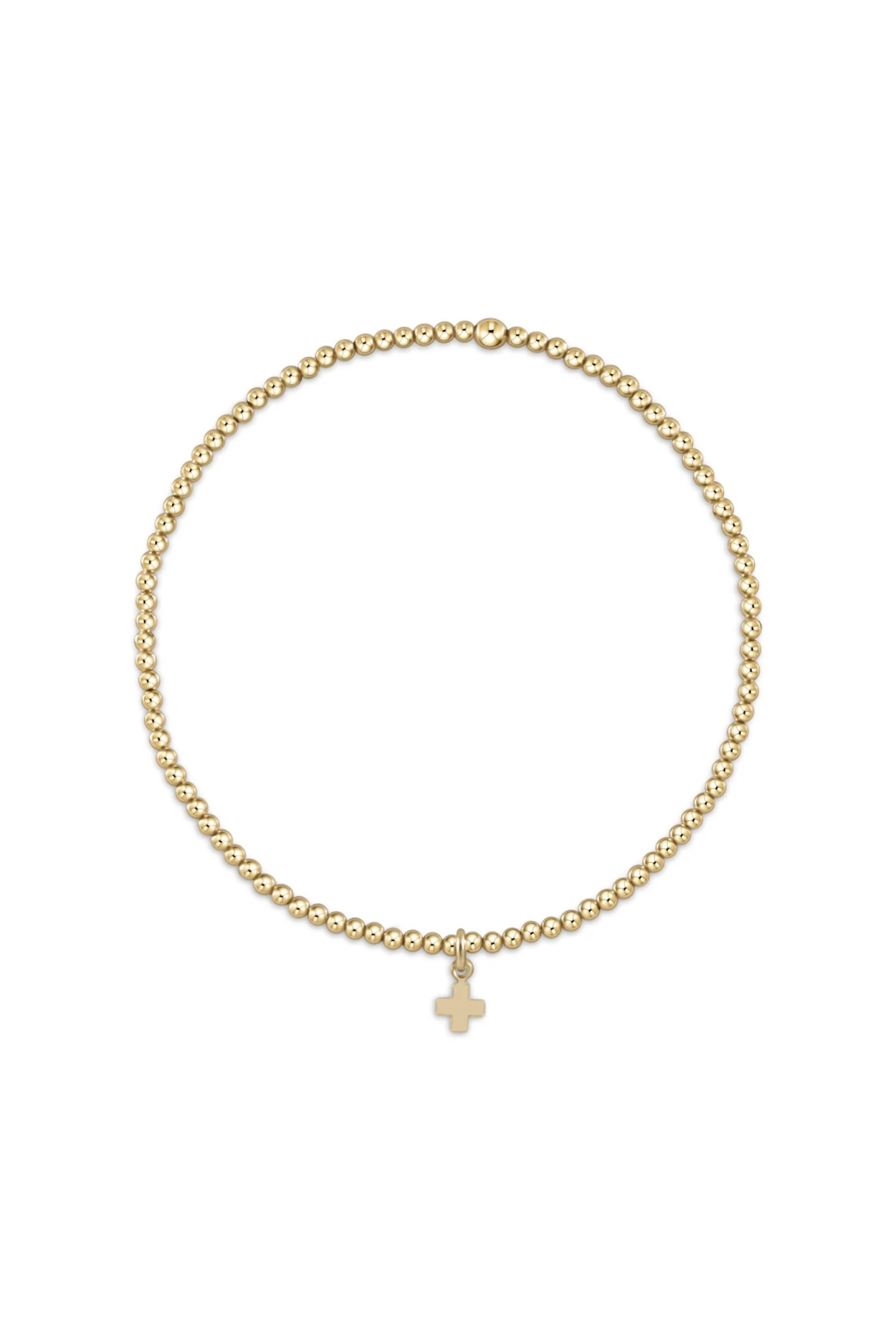 Classic Gold 2mm Bracelet - Signature Cross Small Gold Charm