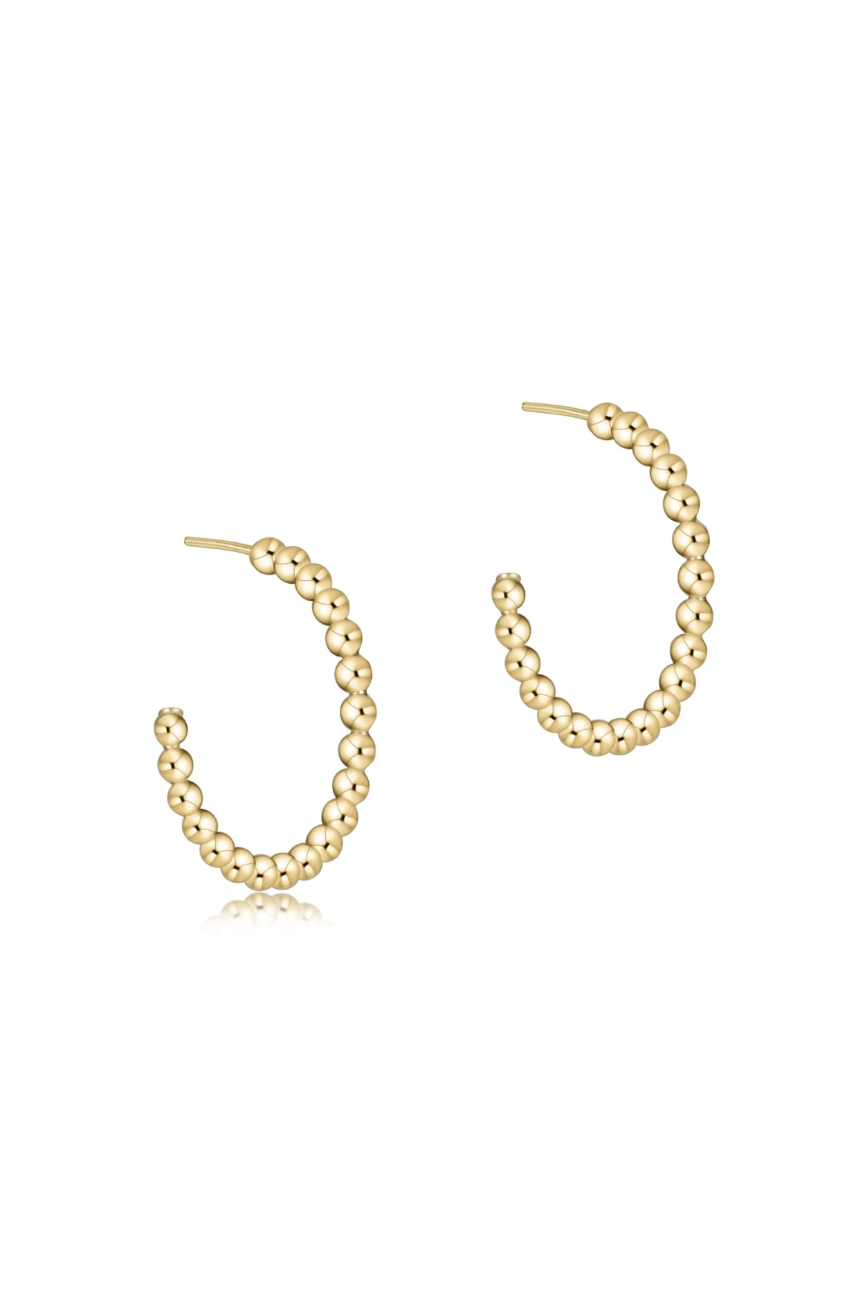 Beaded Simplicity 1.5” Post Hoop -  Gold 4mm