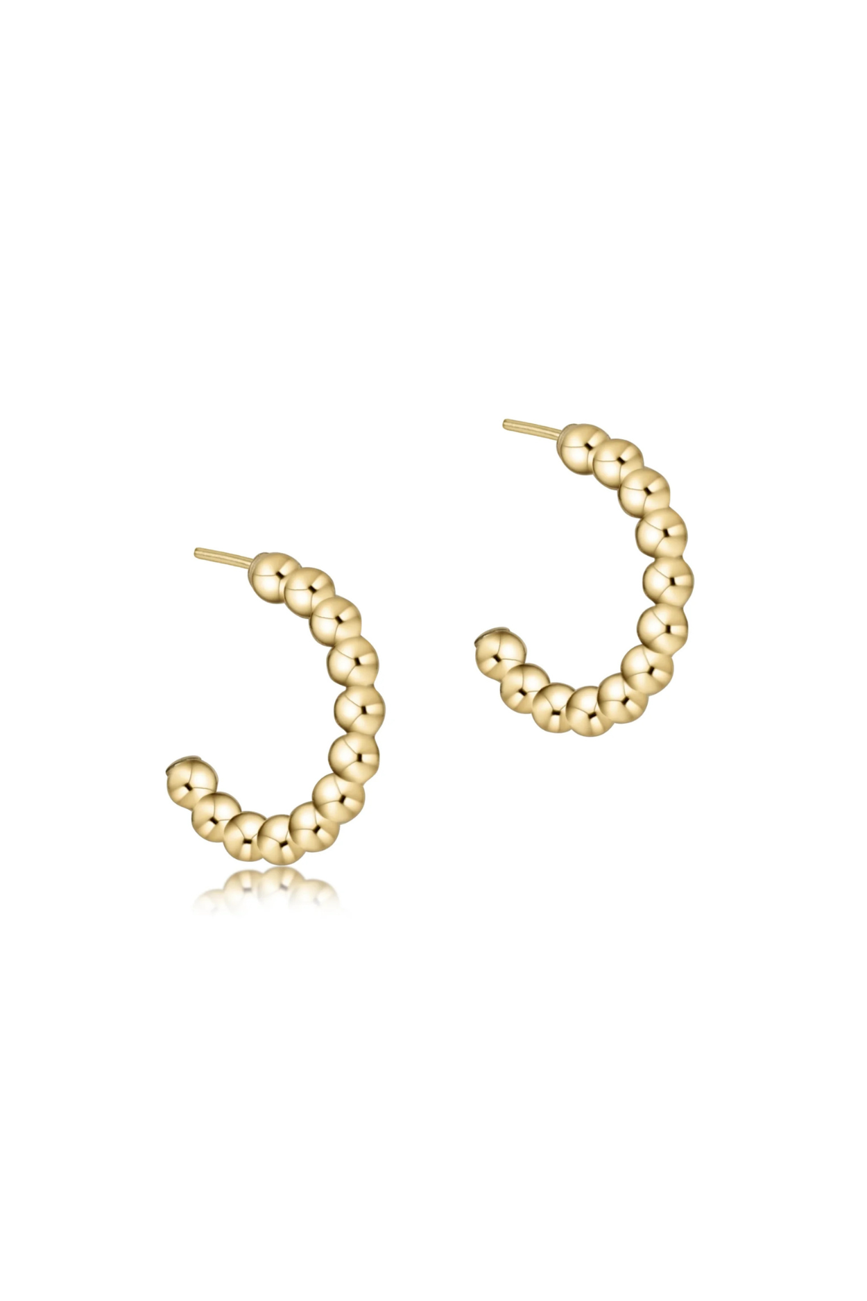 Beaded Classic 1” Post Hoop - 4mm Gold