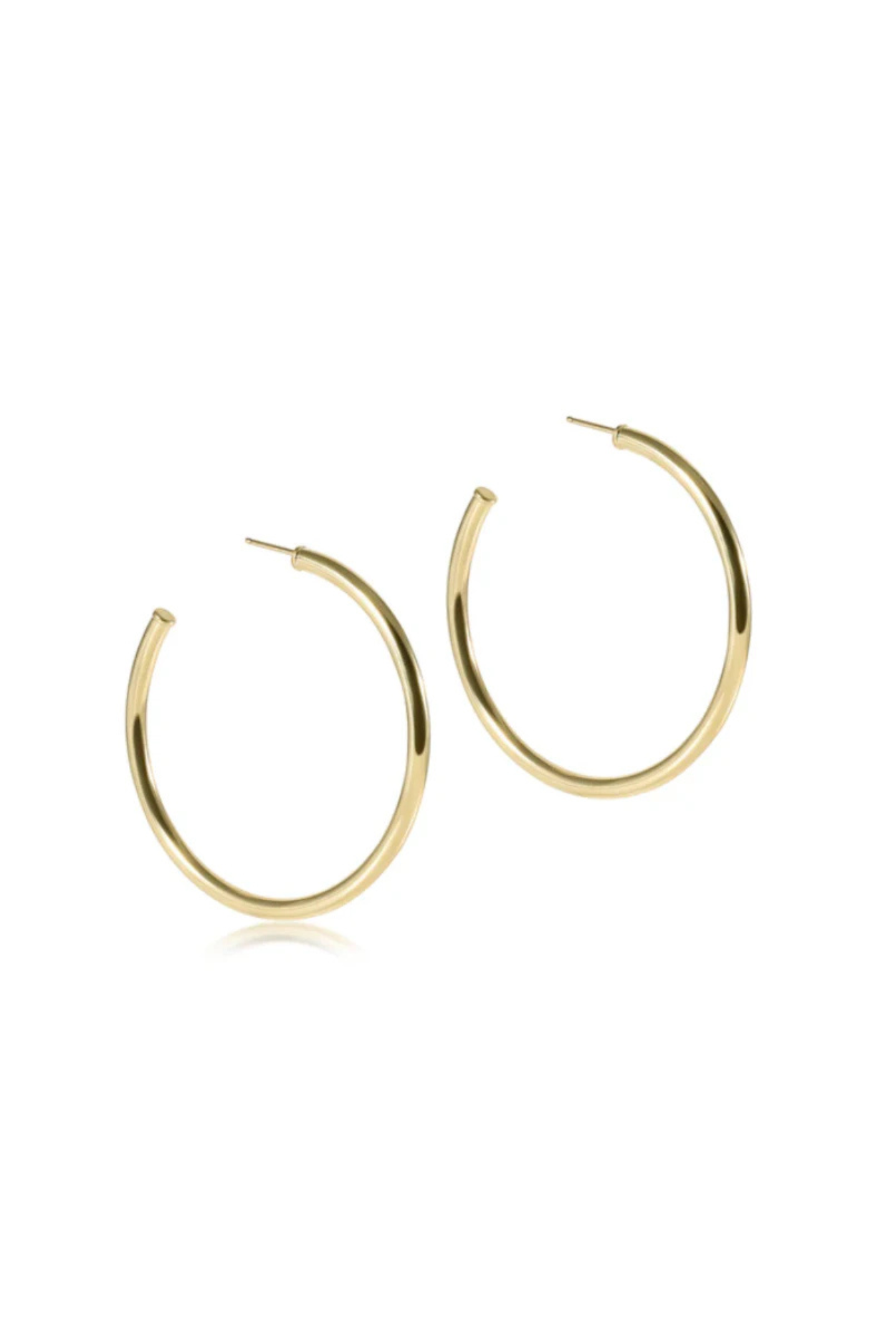 Round Gold 2” Post Hoop - 3mm - Smooth