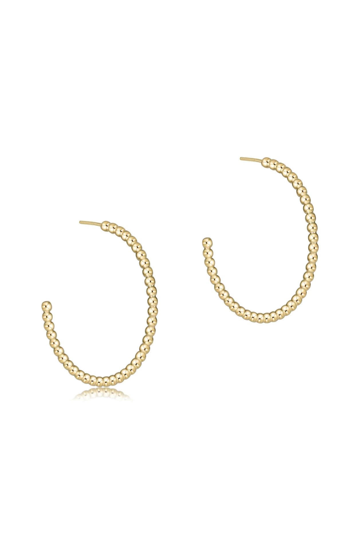 Beaded Classic 1.25” Post Hoop - 2mm Gold