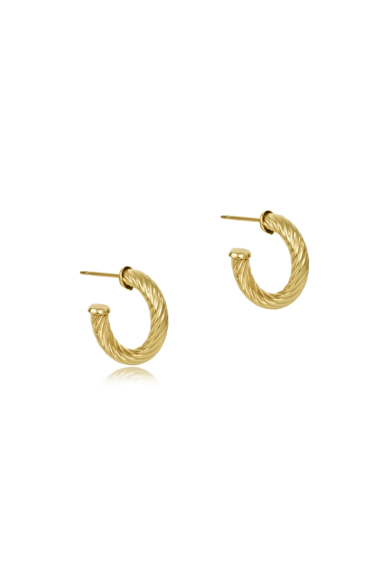Round Gold 0.5” Post Hoop - 4mm - Textured Twist