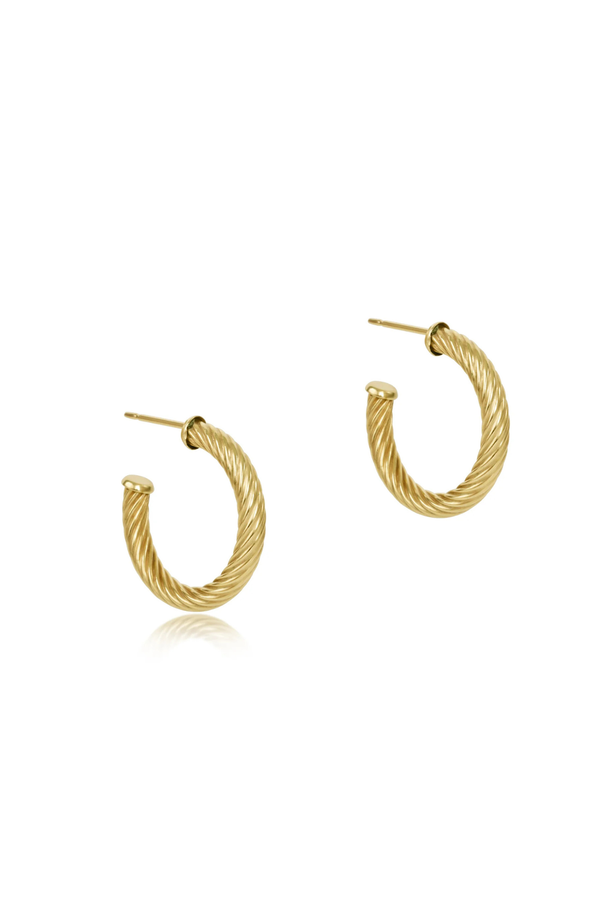 Round Gold 1.25” Post Hoop - 4mm - Textured Twist