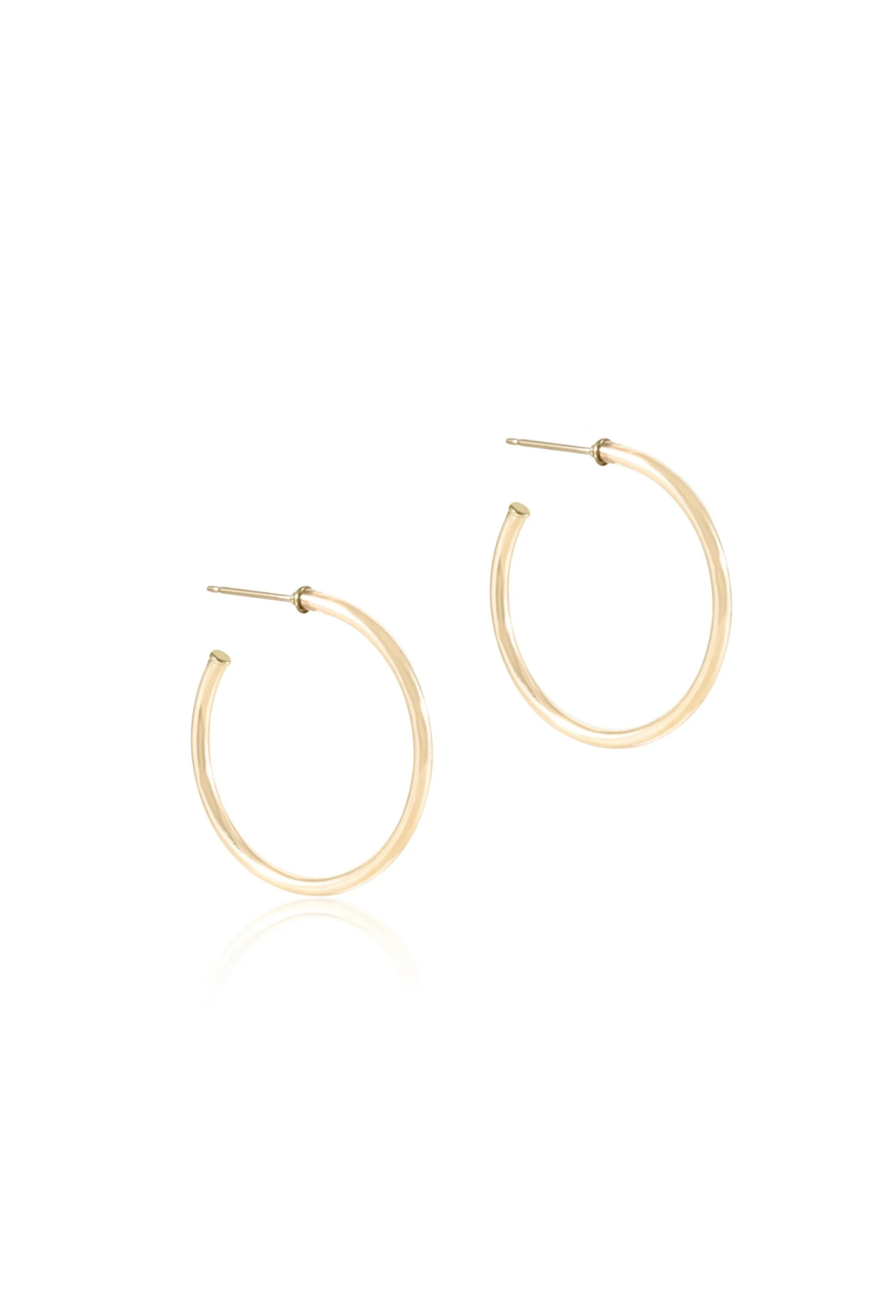 Round Gold 1.25” Post Hoop - 2mm - Smooth