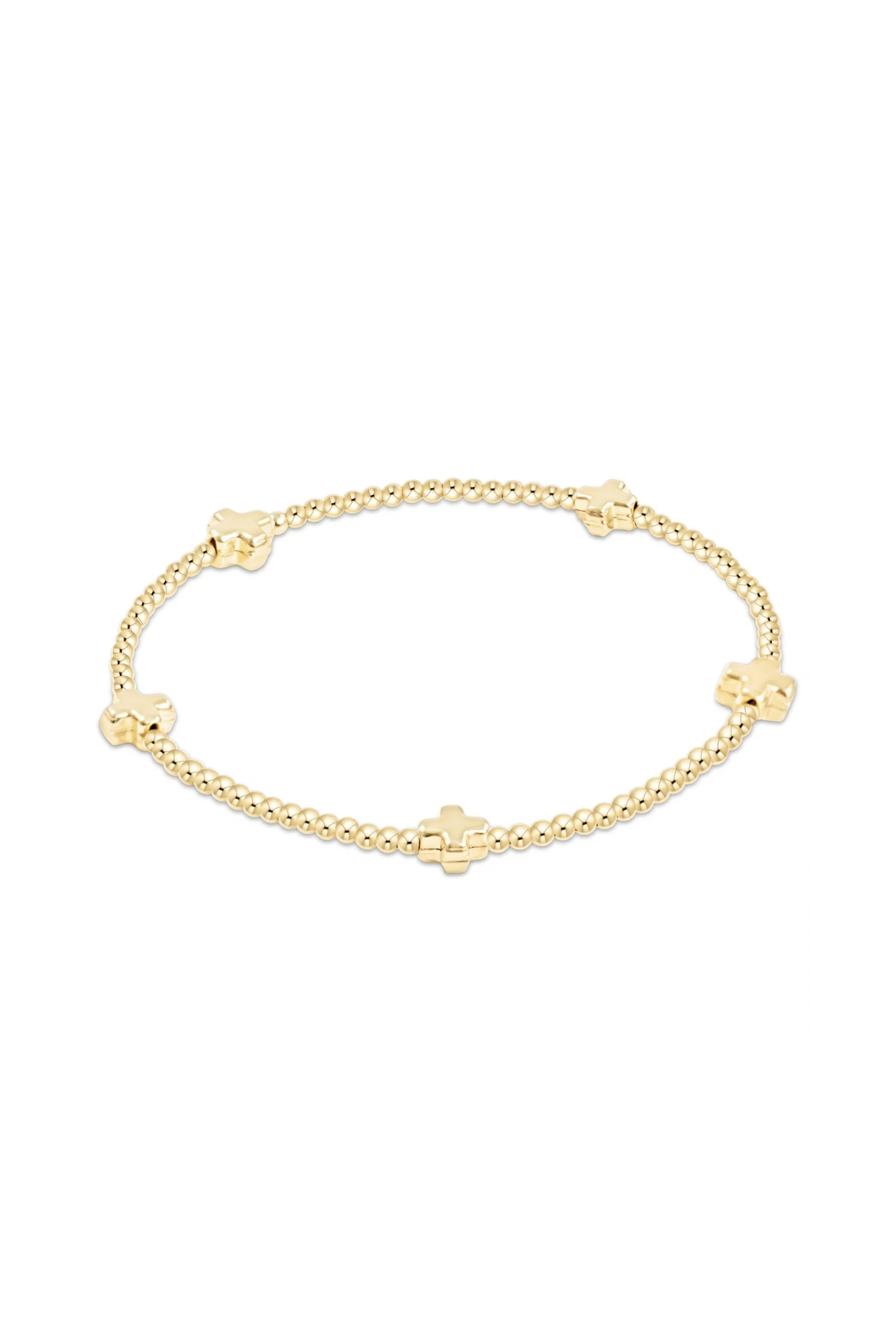 Signature Cross Small Gold Pattern 2mm Bead Bracelet - Gold