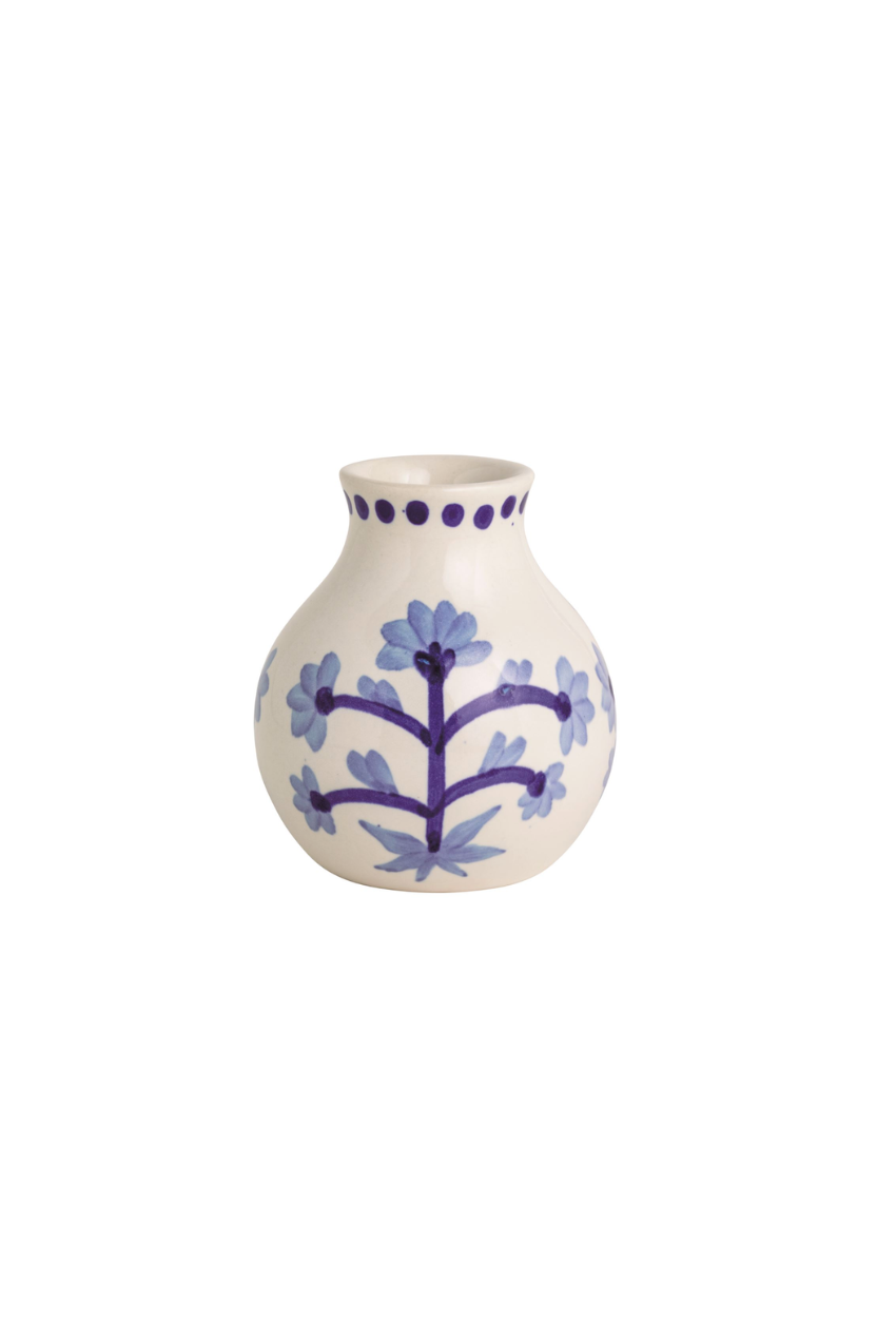 Small Blue Floral Bud Vase
