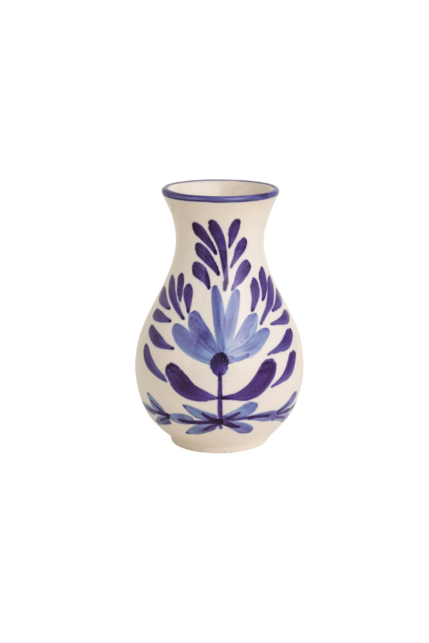 Medium Blue Floral Bud Vase