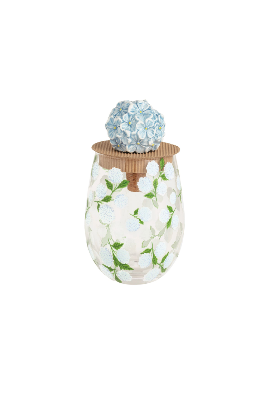 Hydrangea Wine Glass &  Cap Set