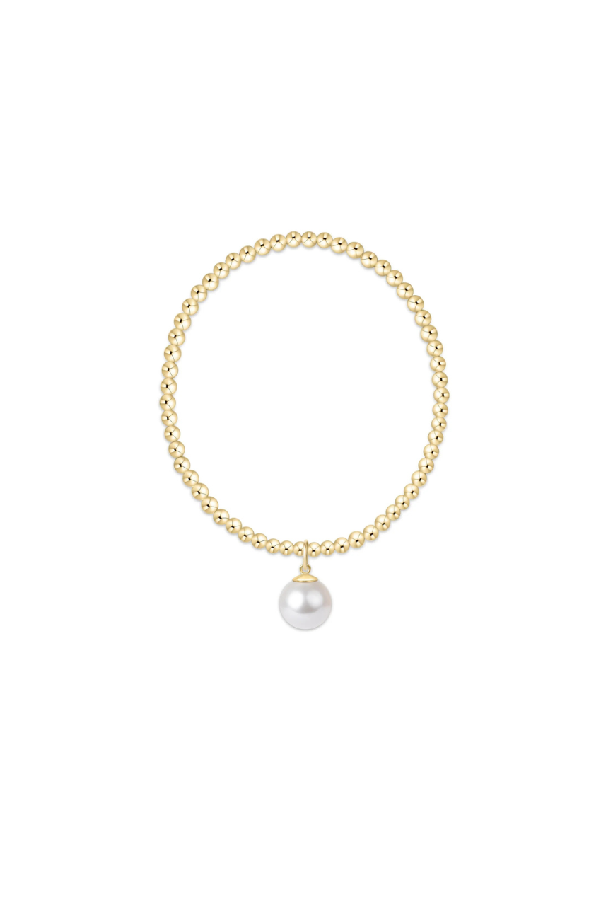 Classic Gold 3mm Bracelet - Classic Pearl 10mm Charm
