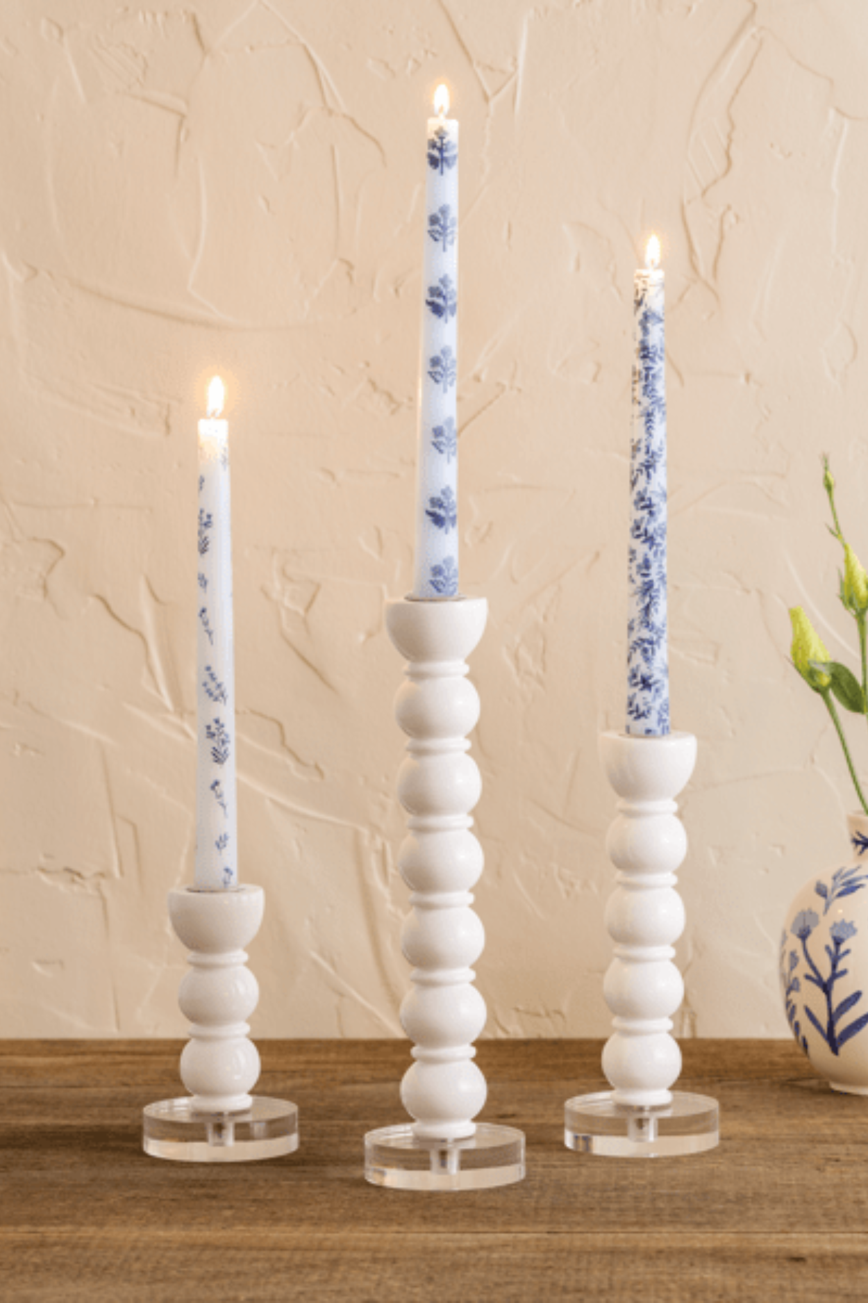 Medium White Bauble Taper Holder