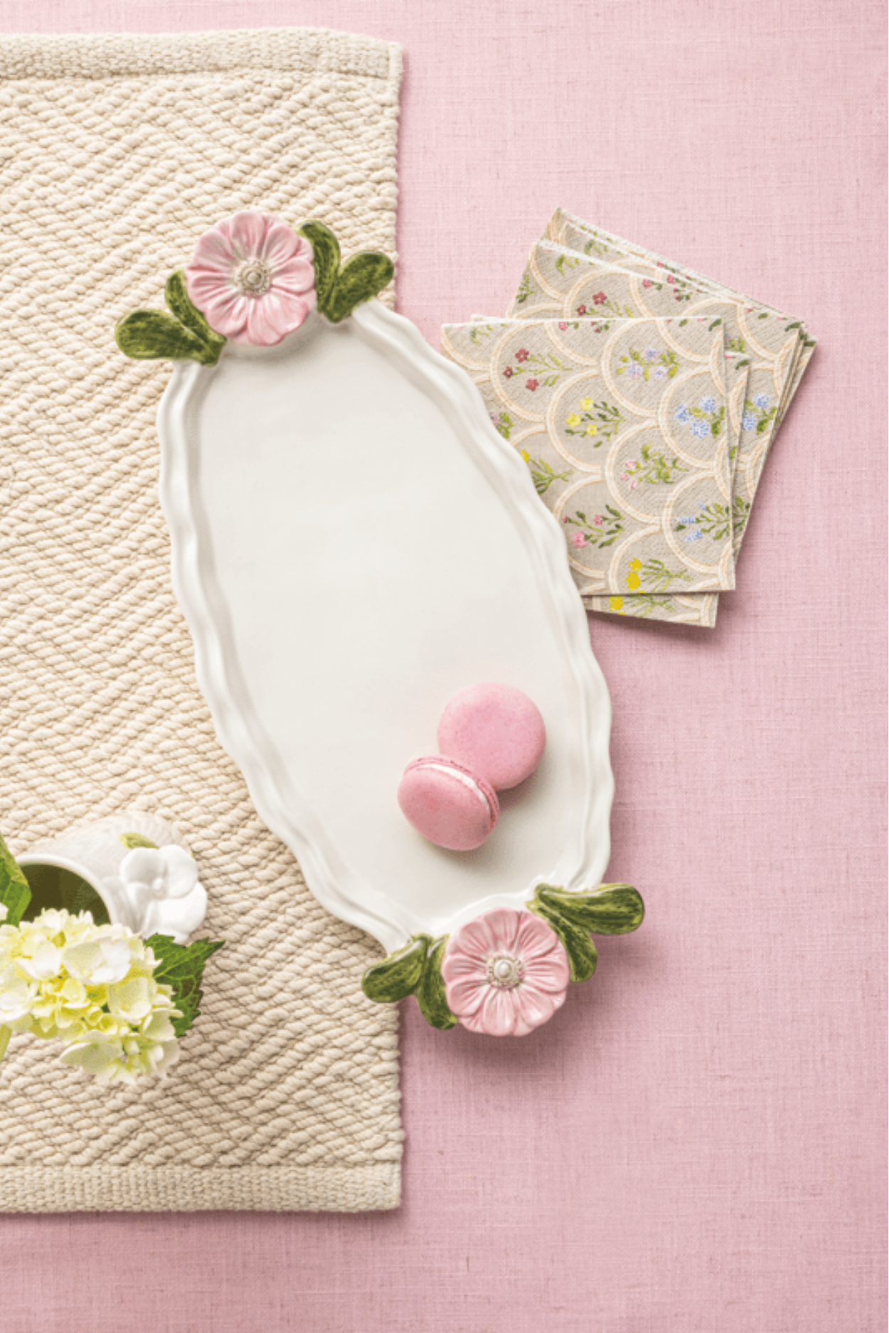 Flower Handle Tray & Napkin Set