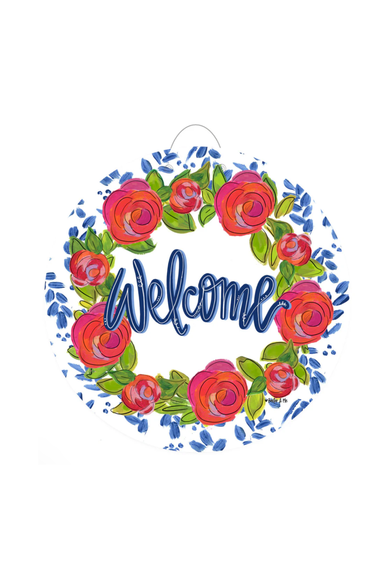 Rosie Welcome in Blue Door Hanger