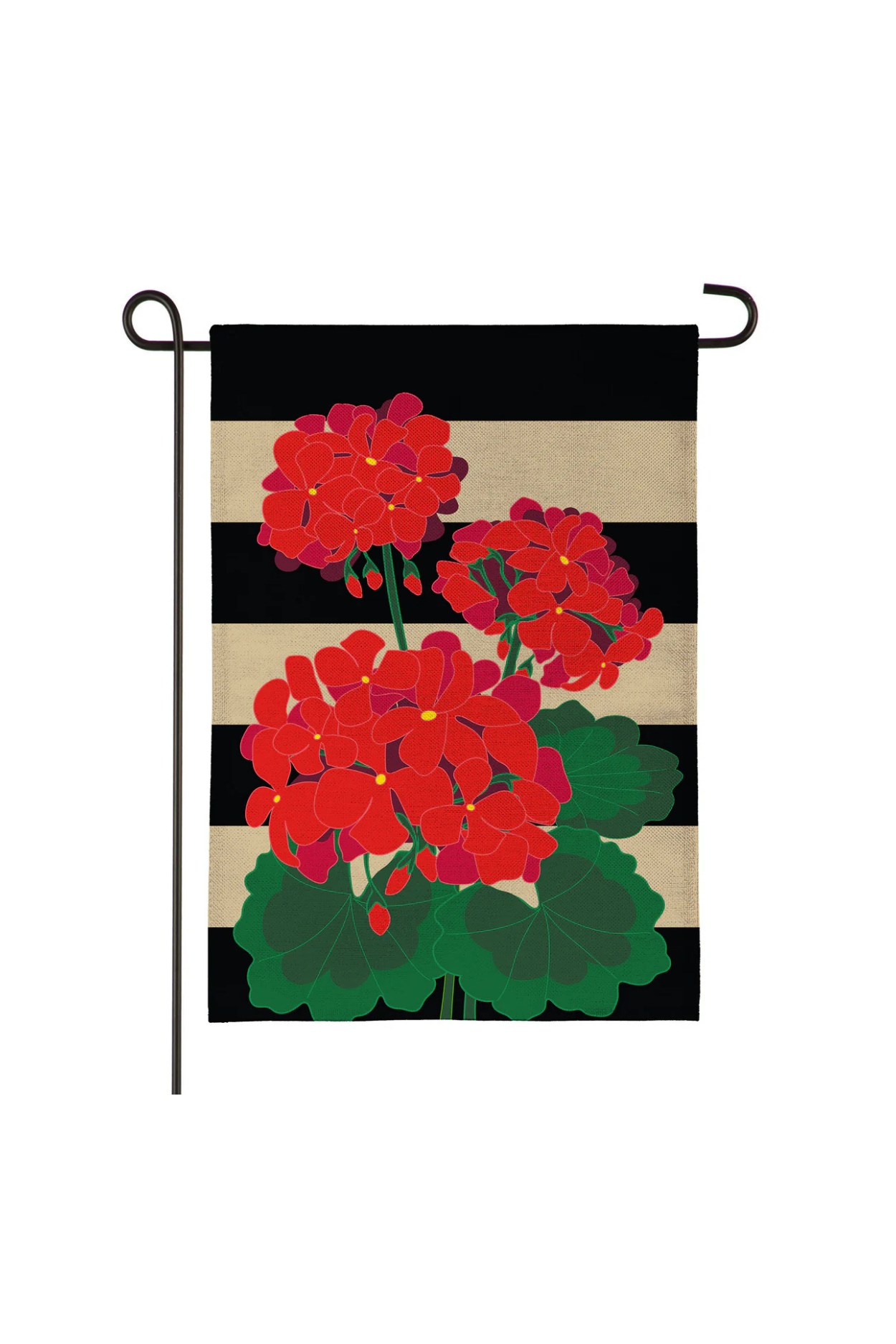 Plaid Geraniums Burlap Garden Flag