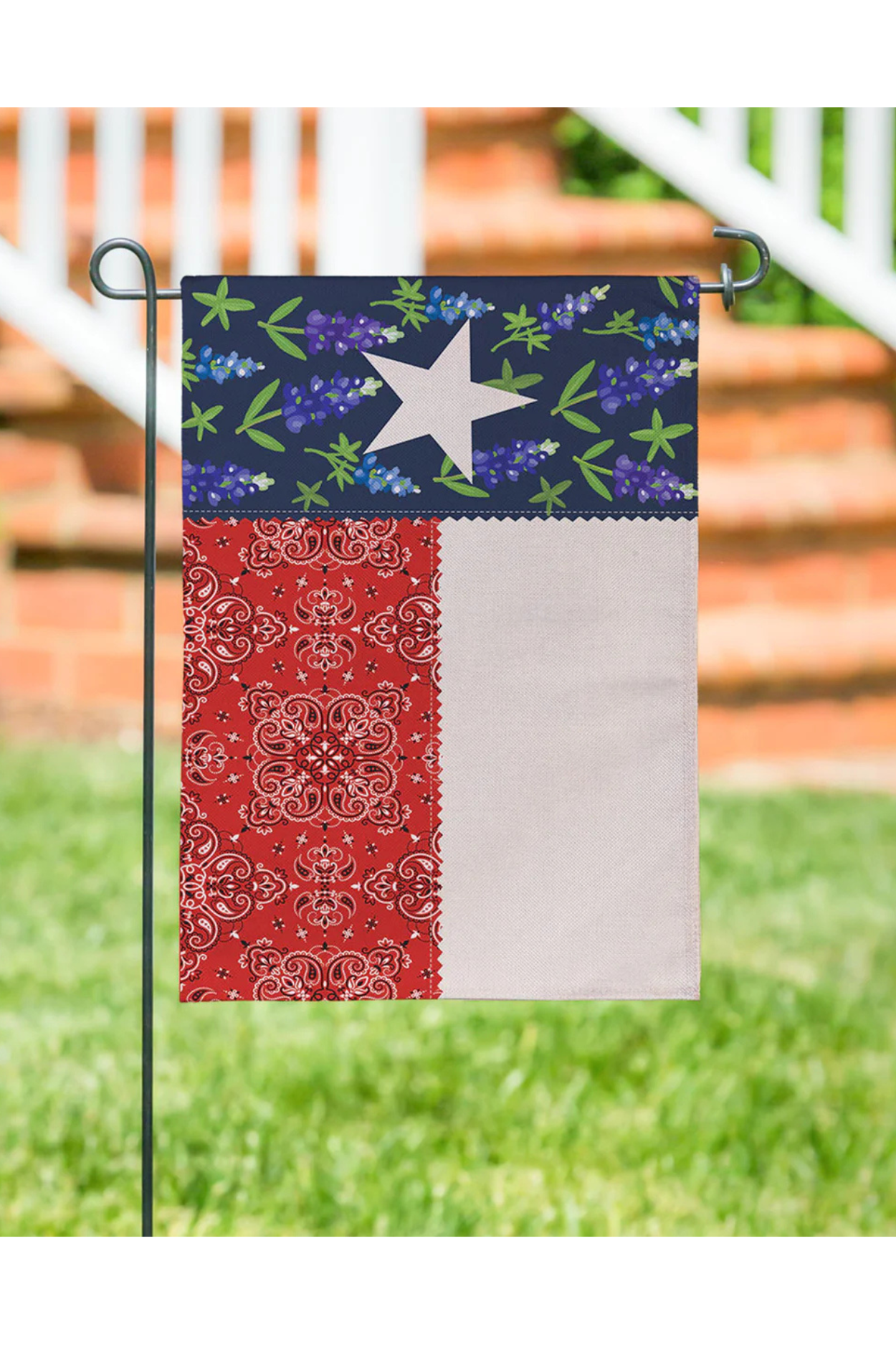 Vintage Fabrics Texas Flag Burlap Garden Flag