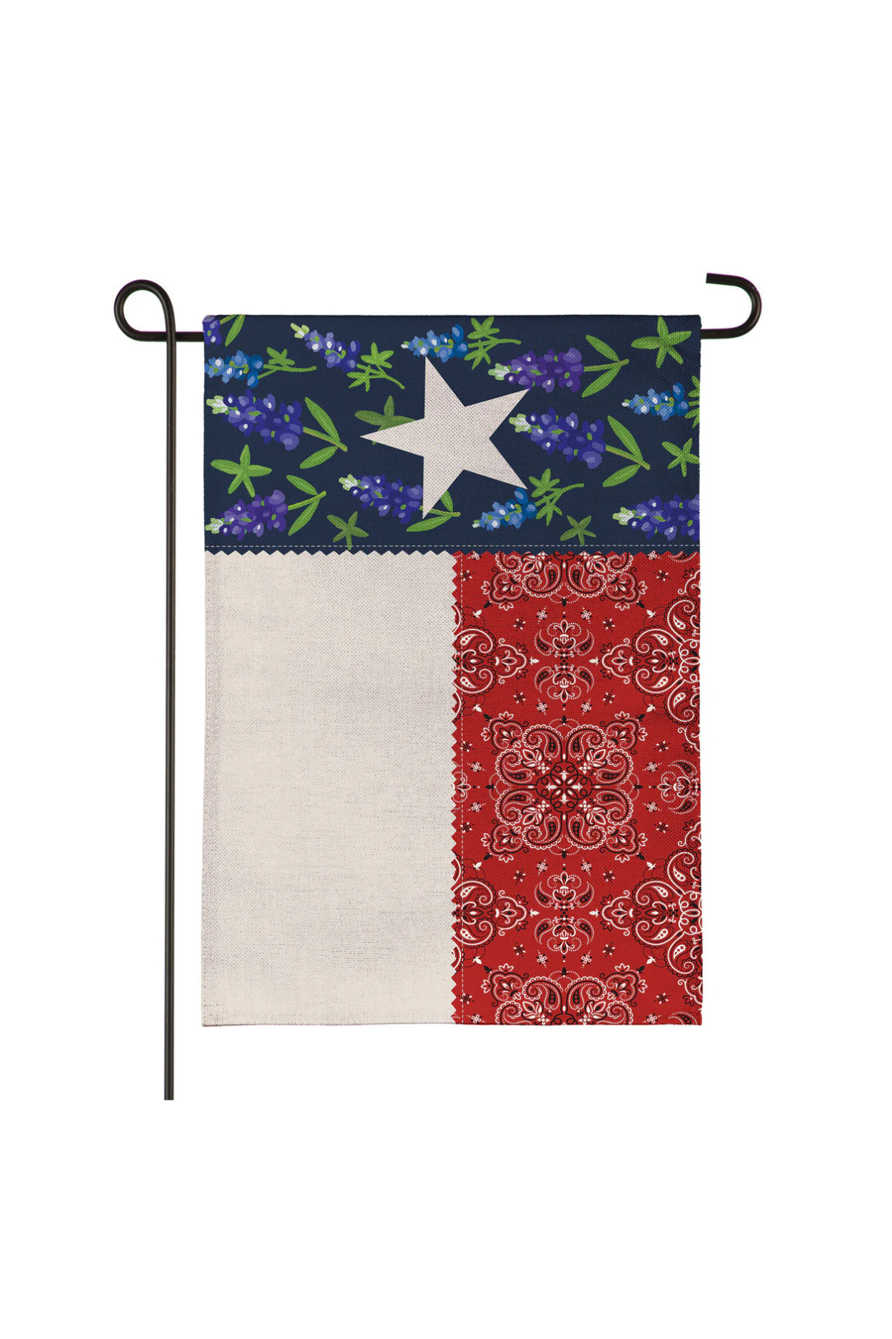 Vintage Fabrics Texas Flag Burlap Garden Flag