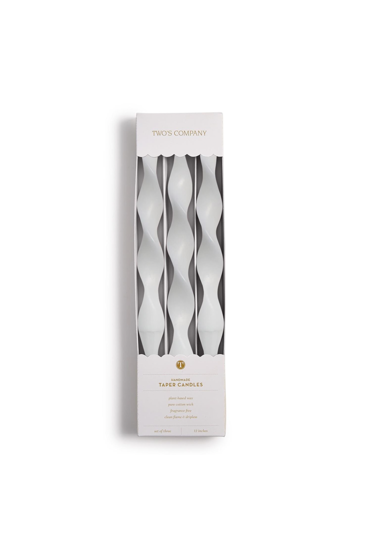 Twist and Glow White 12" Twist Taper Candles