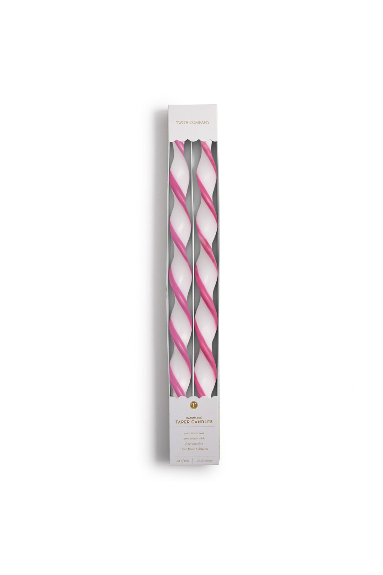 Twist and Glow Pink Ribbon 15 3/4" Twist Taper Candles