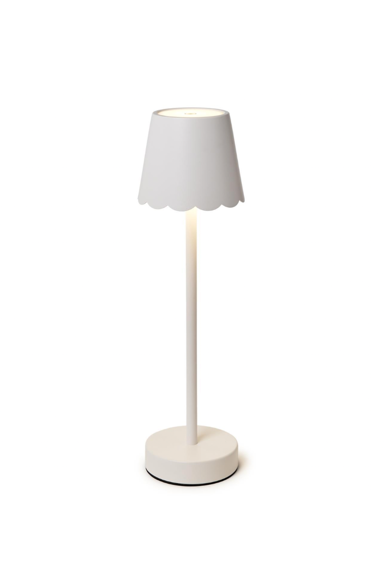 White LED Cordless Scalloped Table Lamp