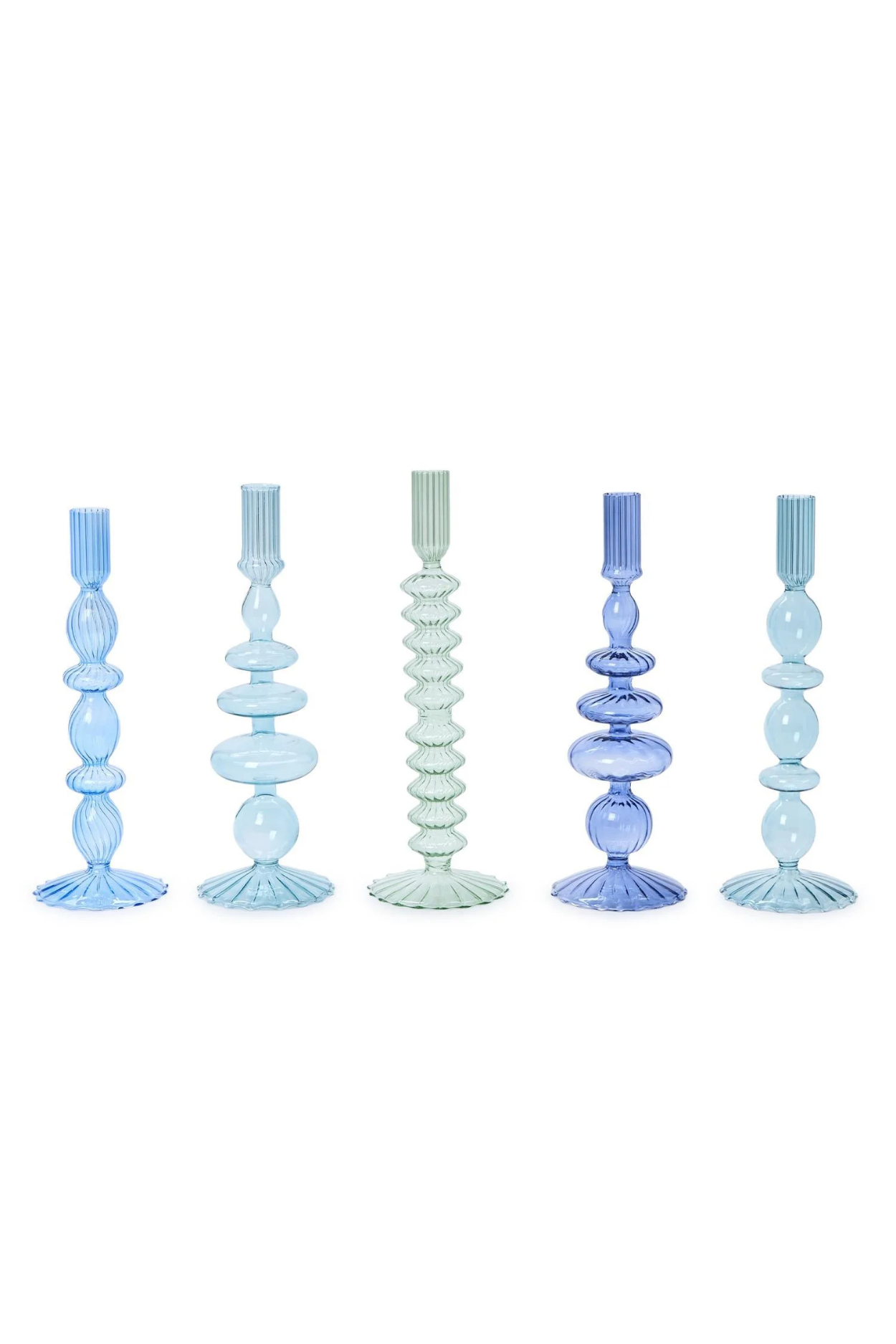 Shades of Blue Glass Taper Candlestick Holder