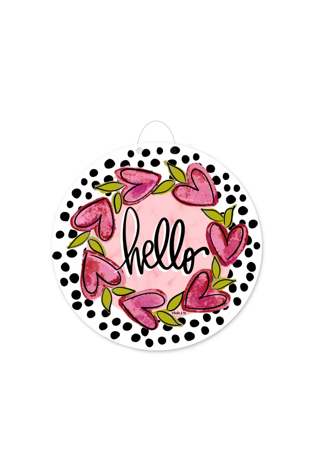 Hello Heart Vine Wreath Door Hanger - White