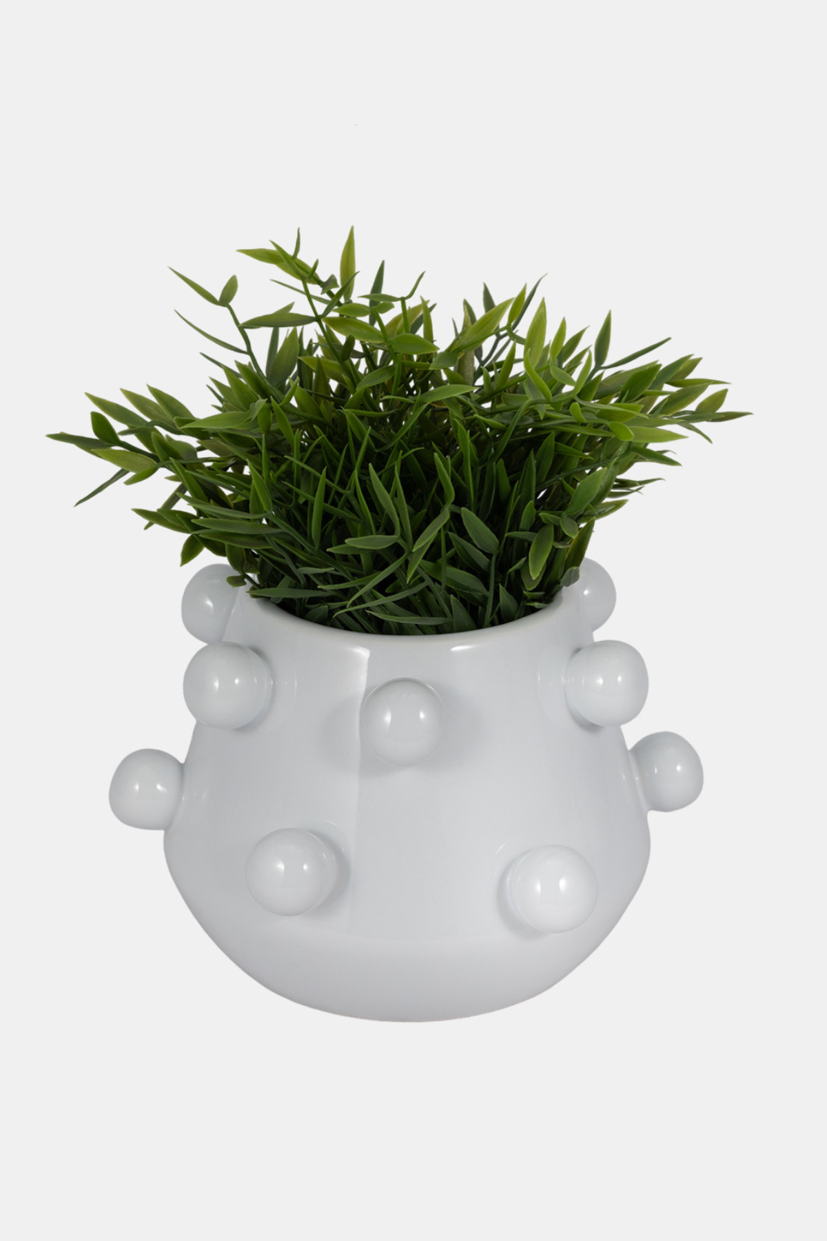 Decorative Planter - White Ceramic Tapered Bubble