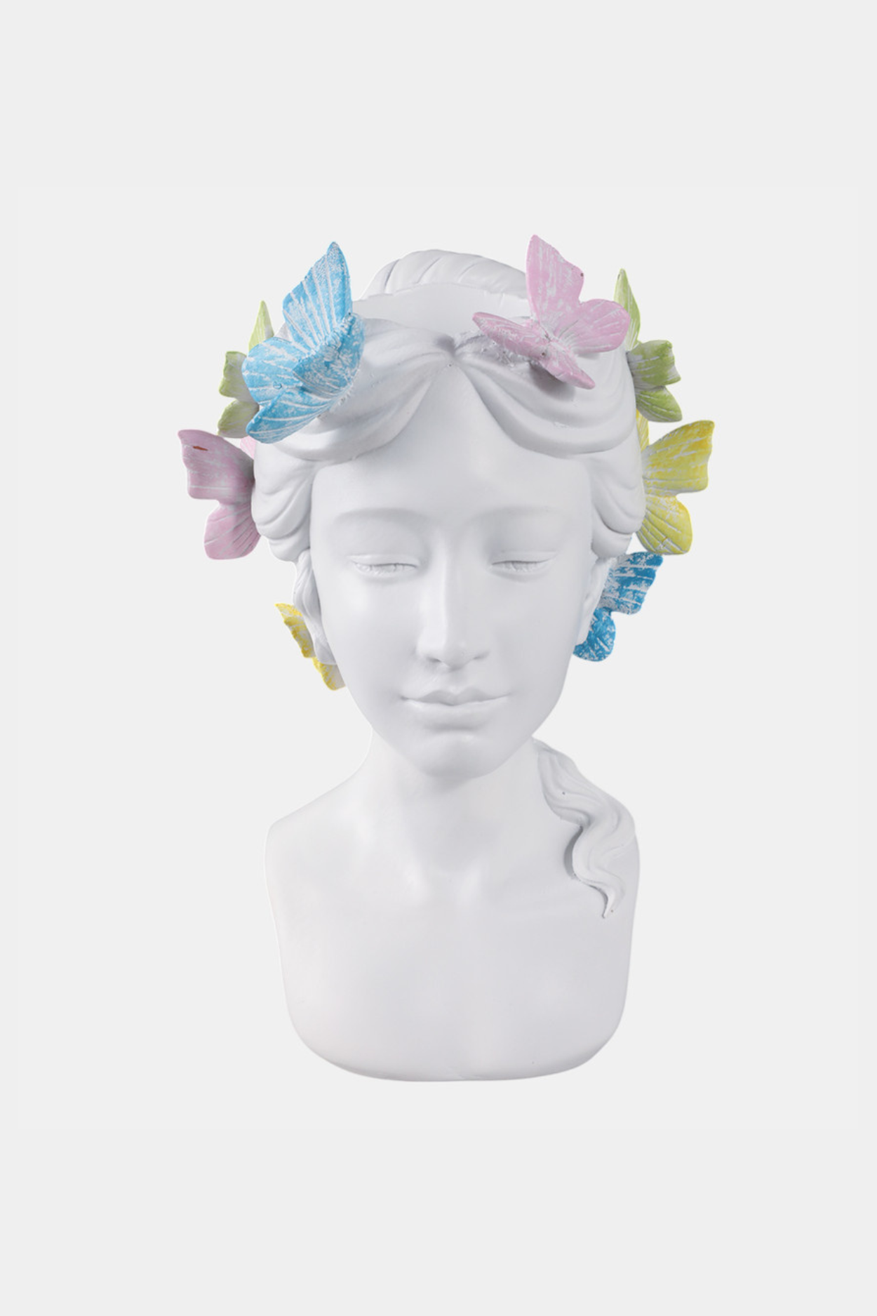 Planter - White Polyresin Lady with Butterflies