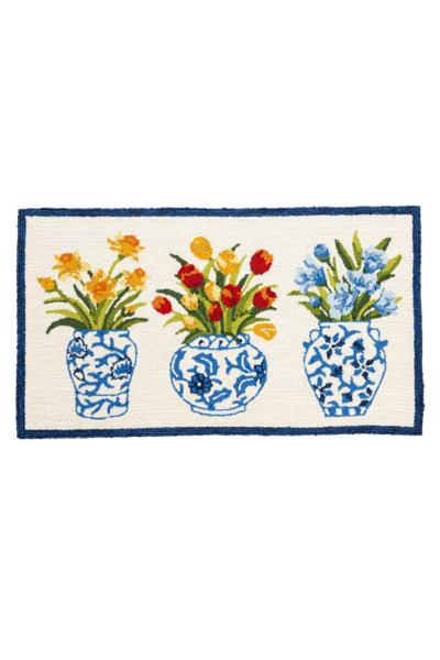 Chinoiserie Bloom Trio Indoor/Outdoor Hooked Rug