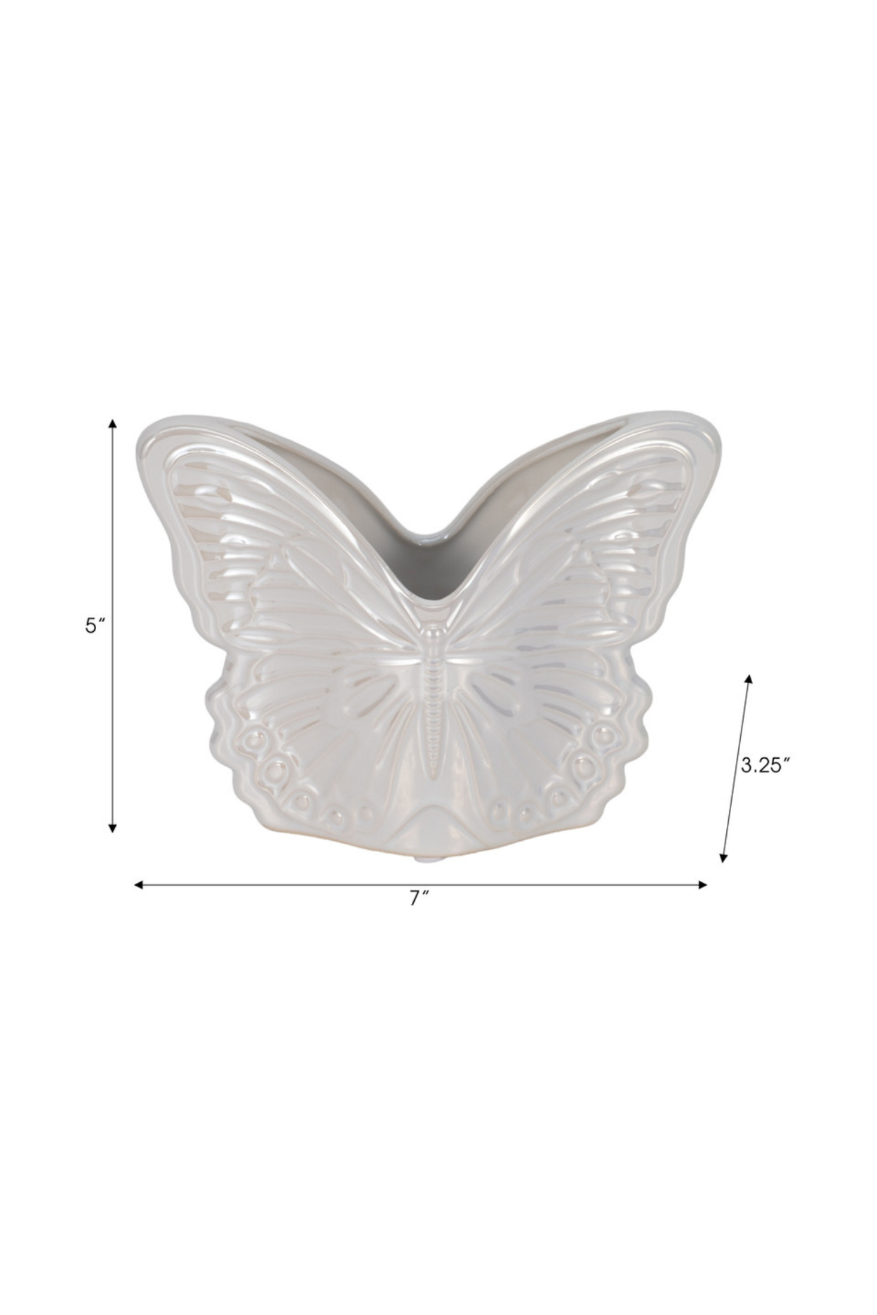 Planter - Ivory Ceramic Iridescent Butterfly