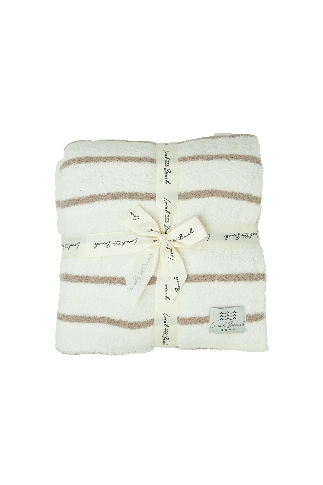 Striped Luxe Home Blanket - Taupe/Cream