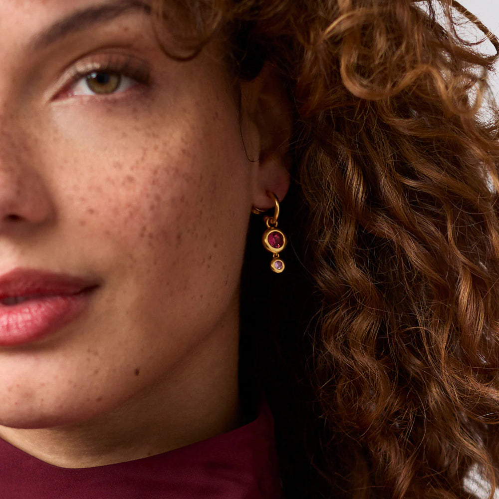 Rainbow Duo Hoop & Charm Earring - Pink Dawn - OS