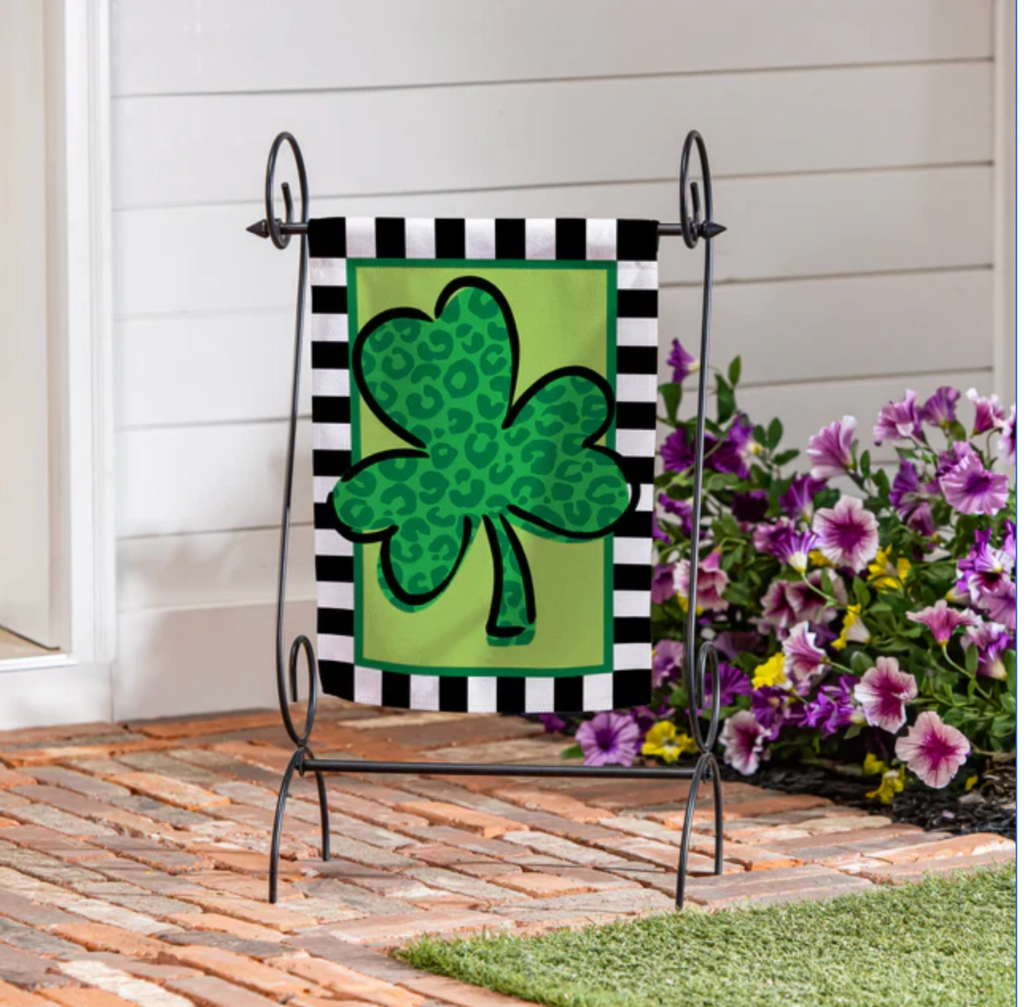 Patterned Shamrock Suede Garden Flag
