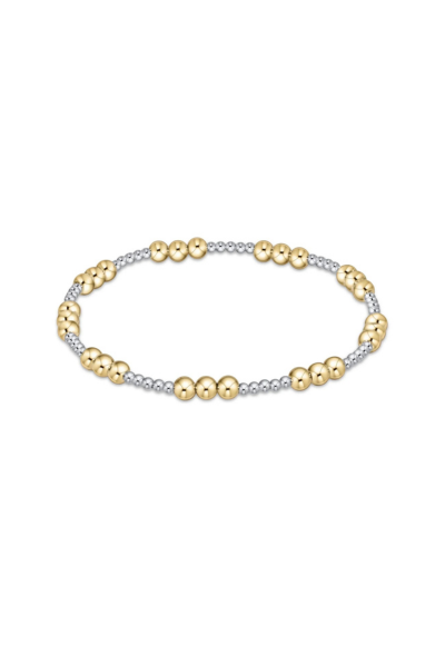 Classic Joy Pattern 4mm Bead Bracelet - Mixed Metal
