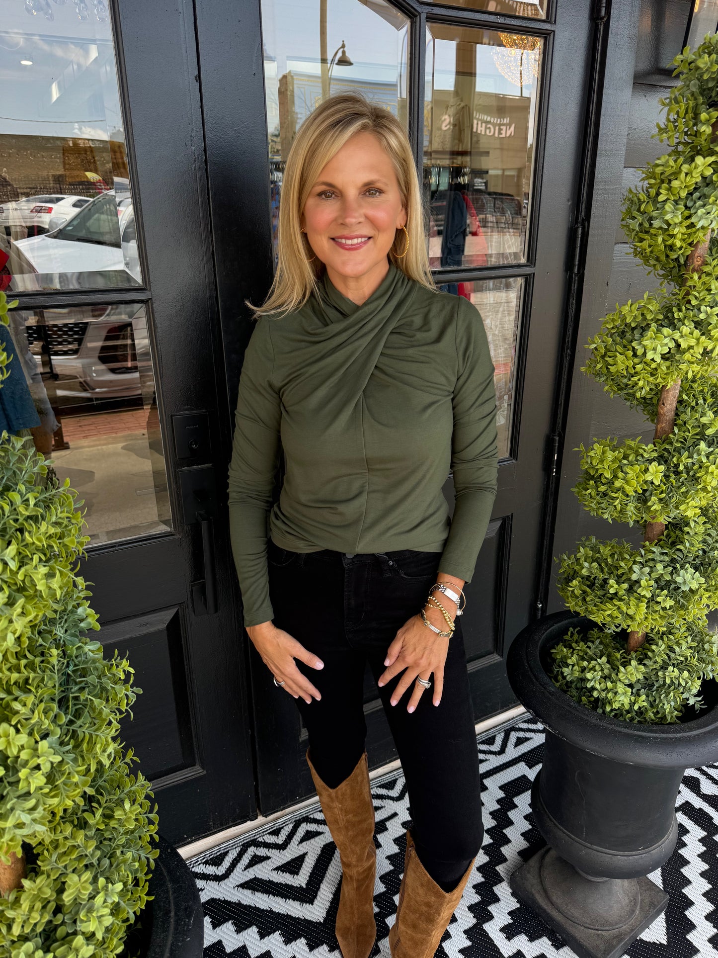 Liverpool Long Sleeve Wrap Neck - Hunter Green