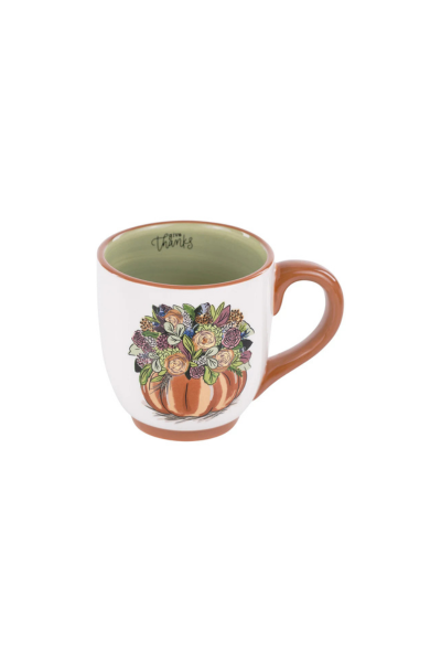 Give Thanks Floral Pumpkin Mug