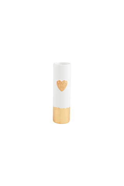 Heart Painted Gold Bud Vase