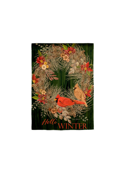 Hello Winter Moire Garden Flag