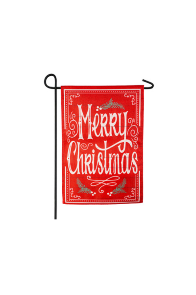 Quaint Merry Christmas Sign Burlap Garden Flag