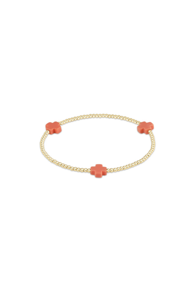 Signature Cross Bracelet Gold 3mm Coral