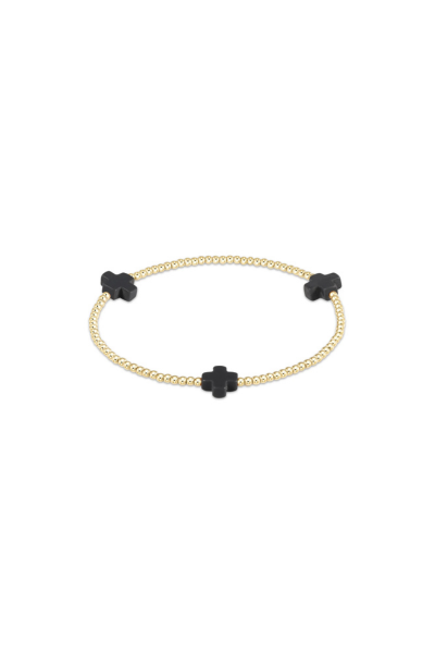 Signature Cross Bracelet Gold 3mm Charcoal