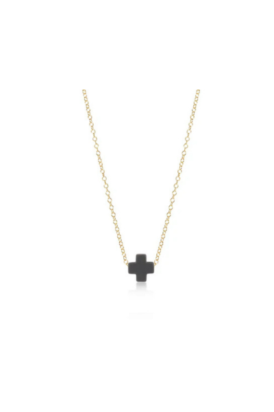 16" Signature Cross Necklace- Charcoal