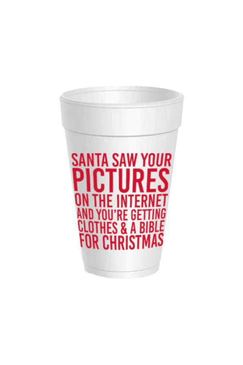 Santa Saw Pictures Styrofoam Cups (10 pack)