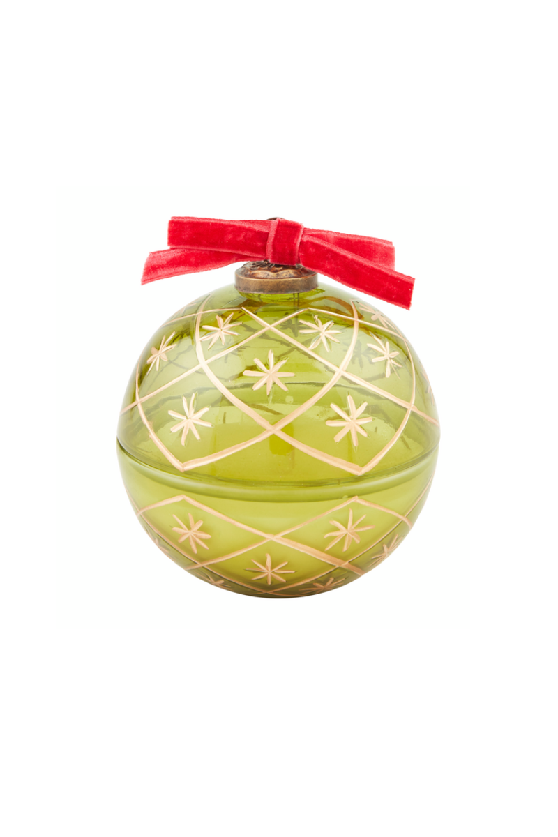 Green Glass Ornament Candle