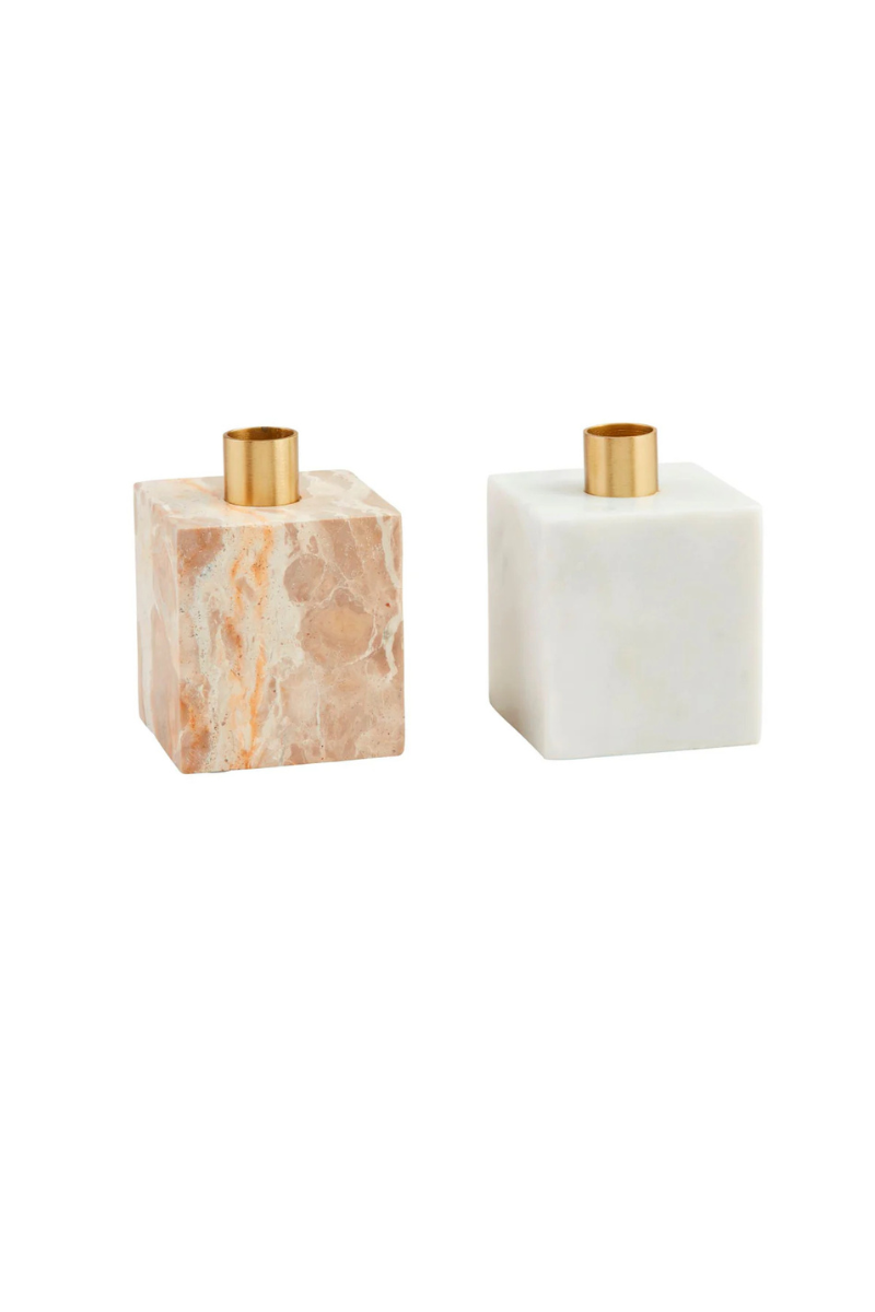 Cubic Marble Taper Holders