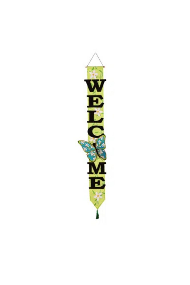 Floral Butterfly Welcome Door Banner